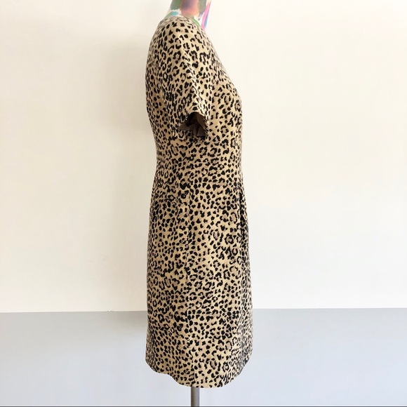 🐆VINTAGE 80s Leopard Print Cocktail Mini Dress - Picture 3 of 6